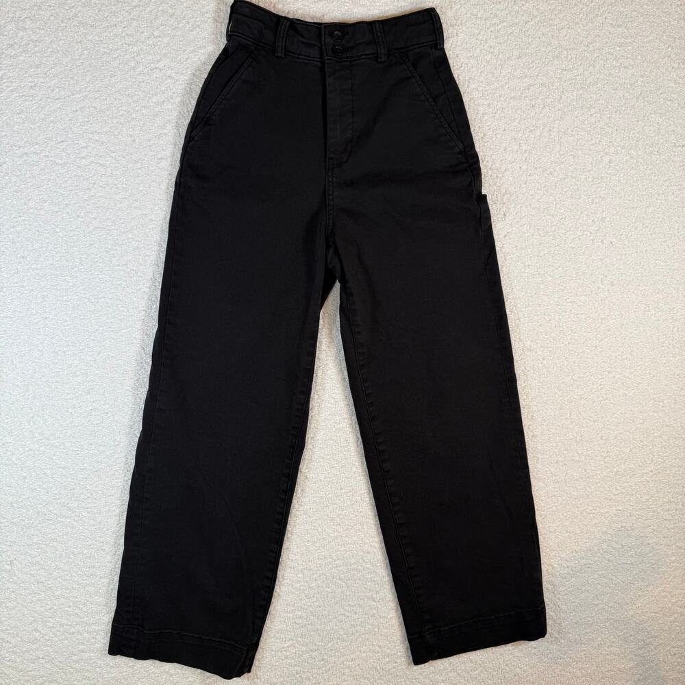 Everlane 4 The Organic Wide-Leg Women Black High-Rise Pants Cotton Eco size 0